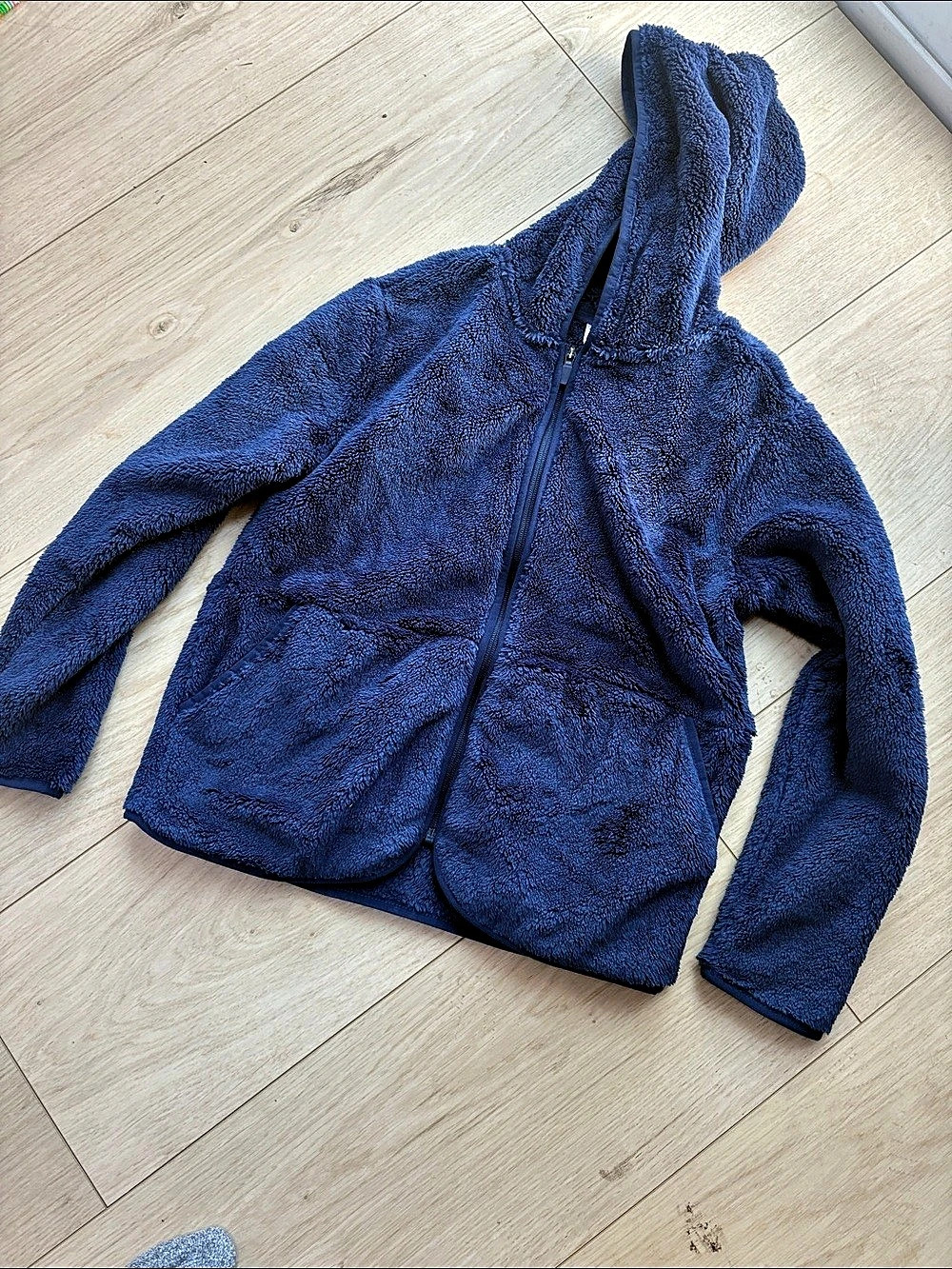 Hanna Andersson Marshmallow Fleece Zip Hoodie Blue Girls 12